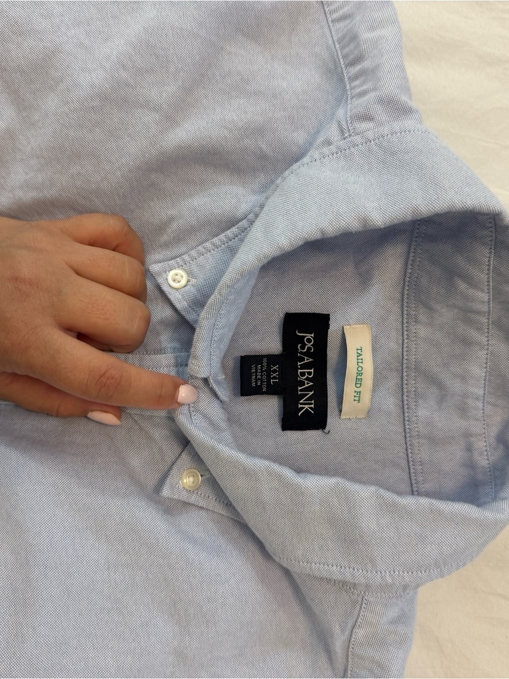 JoS. A. Bank Tailored Fit Oxford Button-Down Shirt Blue XXL - Picture 10 of 12